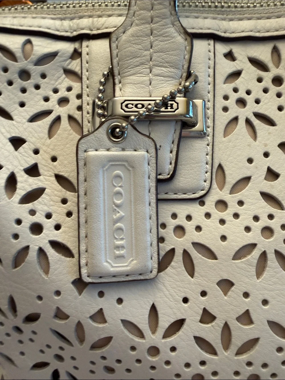 Coach Taylor Eyelet Laser-Cut Leather Satchel with Top Handles